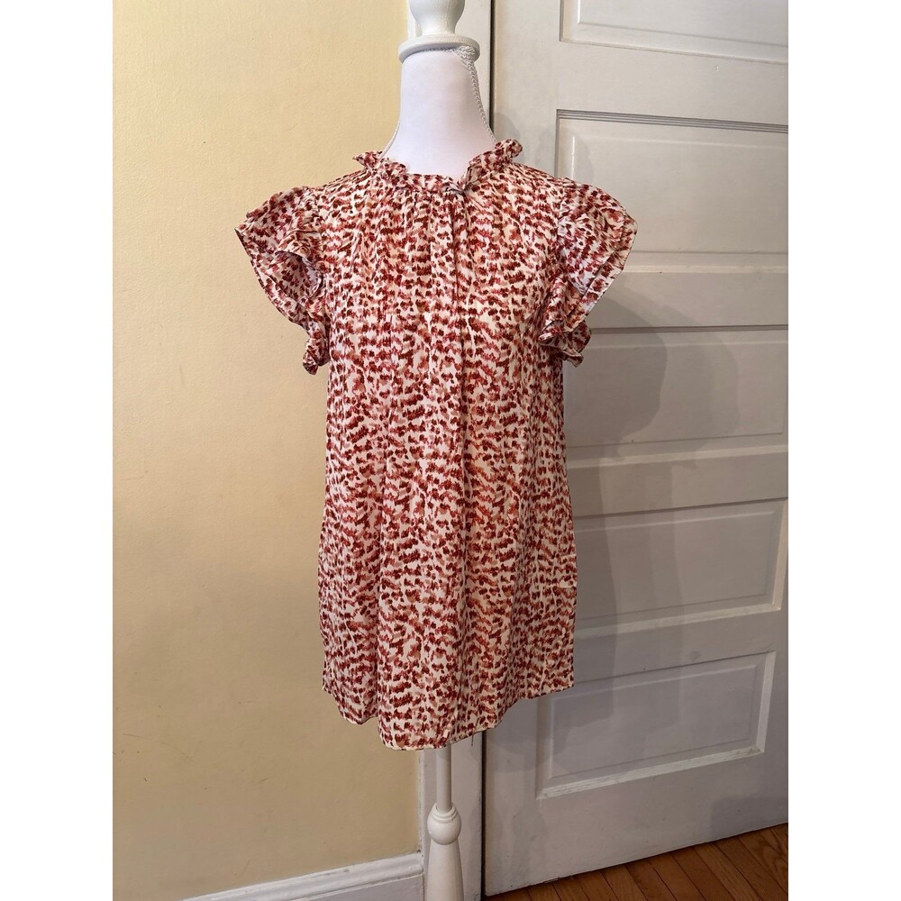 Blouse top flutter sleeve ruffle collar button down feminine business party boho
